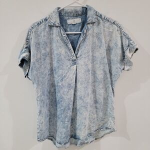 Thread And Supply Womens Chambray Top Size Xs Stonewash Lyocell‎ Grunge 90S